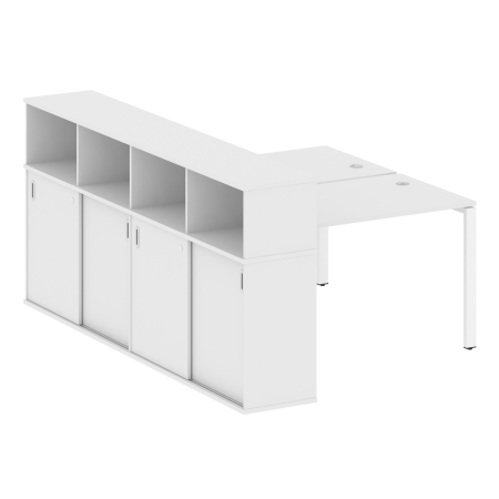 Рабочая станция с опорным шкафом-купе Metal System Style БП.РС-СШК-4.2 1610x2332x1098 (Белый/Белый металл)
