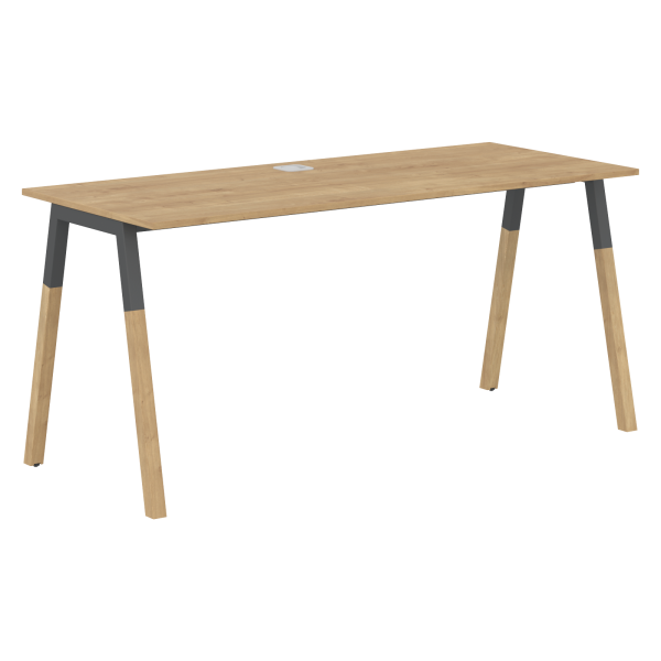Стол прямой Forta FST 1567 1580x733x670 (Дуб Гамильтон/Черный графит)