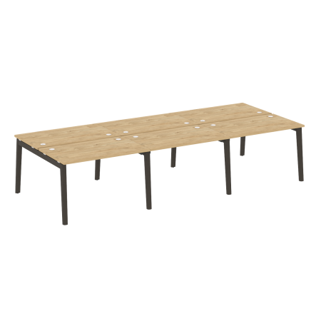 Рабочая станция на деревянных опорах Onix Wood OW.D.RS-6.2.7 3540x1475x750 (Тиквуд Светлый/Дуб Темный)