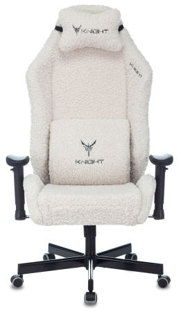 Кресло игровое Knight T1 молочный экомех с подголов. крестов. металл (Молочный)
