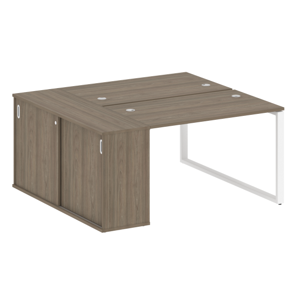 Рабочая станция с шкафом-купе на О-образном м/к Metal System Style БО.РС-СШК-1.2 Т 1610x1475x750 (Вяз/Белый металл)