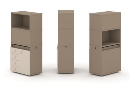 Тумба одиночная + высокая надставка ES.NB.1V-2 (750х410х1520) (Латте/Капучино)