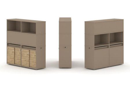 Тумба двойная + высокая надставка ES.NB.2V-7 (1500х410х1520) (Латте/Тиквуд Светлый)