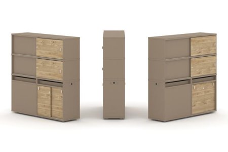 Тумба двойная + высокая надставка ES.NB.2V-26 (1500х410х1520) (Латте/Тиквуд Светлый)