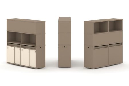 Тумба двойная + высокая надставка ES.NB.2V-7 (1500х410х1520) (Латте/Сатин)