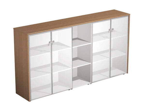 Шкаф комбинированный средний Profiquadro КВ 334 БВ 2270x460x1220 (Белый премиум / Вишня скандинавская)