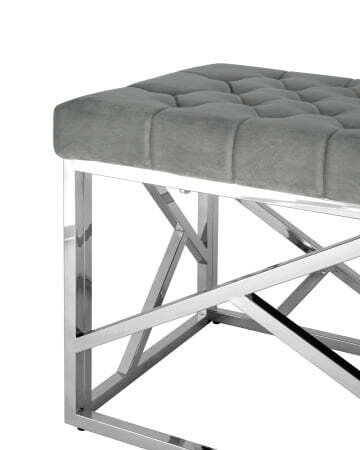 Банкетка-скамейка АРТ ДЕКО велюр серый сталь серебро (Банкетка Арт Деко серый)