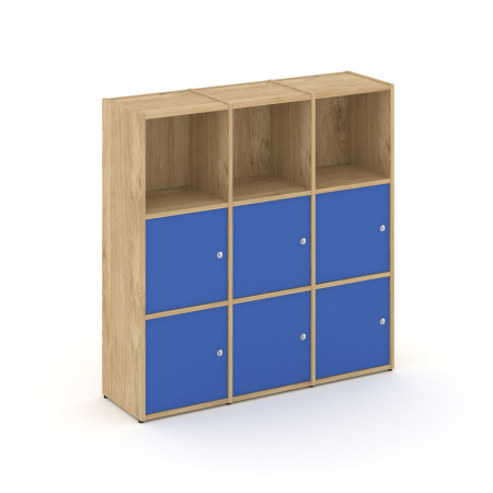Стеллаж Locker Plus LK.K-003 1188x350x1203 (Тиквуд Светлый | Синий)