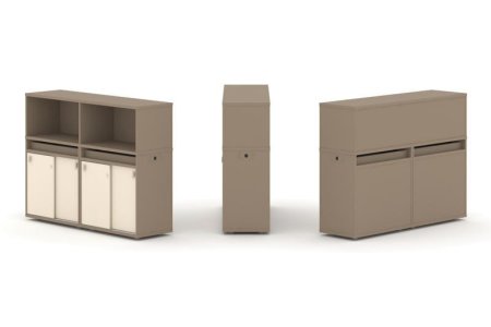 Тумба двойная + низкая надставка ES.NB.2N-5 (1500х410х1135) (Латте/Сатин)