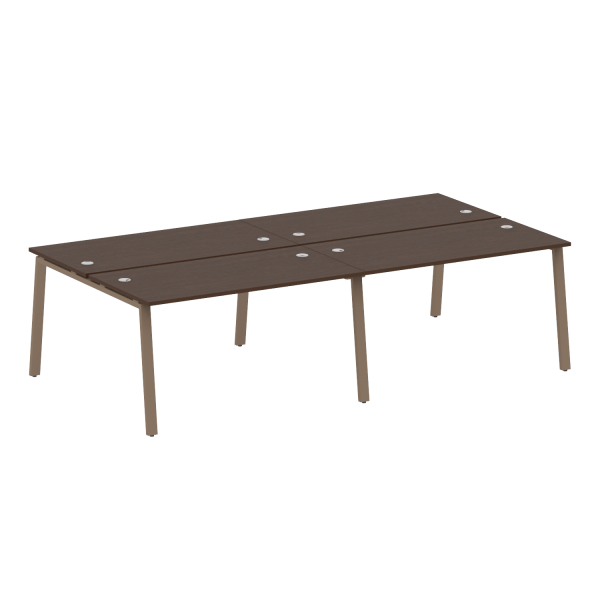 Рабочая станция на 4 рабочих места на А-образном м/к Metal System Style БА.СМ-4.3 2800x1475x750 (Венге Цаво/Мокко металл)