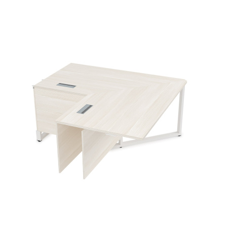 16СУС.184 Стол угловой бенч, средний модуль  (1400/800x1400/800x750) (Ivory | Белый)