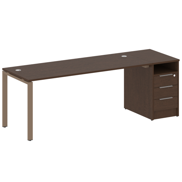 Рабочая станция с опорной тумбой Metal System Style БП.РС-СТП-1.5 2212x720x750 (Венге Цаво/Мокко металл) Рабочая станция с опорной тумбой Metal System Style БП.РС-СТП-1.5 2212x720x750 (Венге Цаво/Мокко металл)