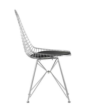 Стул обеденный Eiffel хромированный с черной подушкой (Стул кухонный Eiffel серебристый)