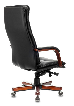 Кресло руководителя T-9927WALNUT черный кожа крестов. металл/дерево (Черный)