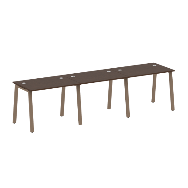 Рабочая станция на 3 рабочих места на А-образном м/к Metal System Style БА.СМ-3.1 3000x720x750 (Венге Цаво/Мокко металл)