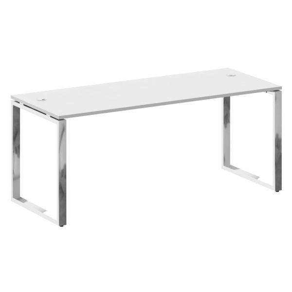 Стол рабочий руководителя на О-обр. м/к 1800x720x750 (Белый/Нерж. Сталь)