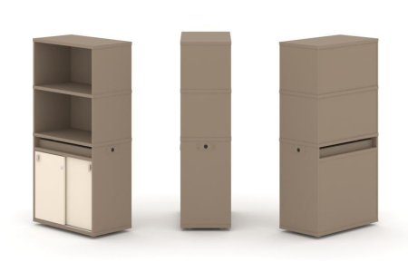 Тумба одиночная + высокая надставка ES.NB.1V-3 (750х410х1520) (Латте/Сатин)