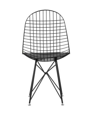 Стул обеденный Eiffel черный с черной подушкой (Стул кухонный Eiffel черный)