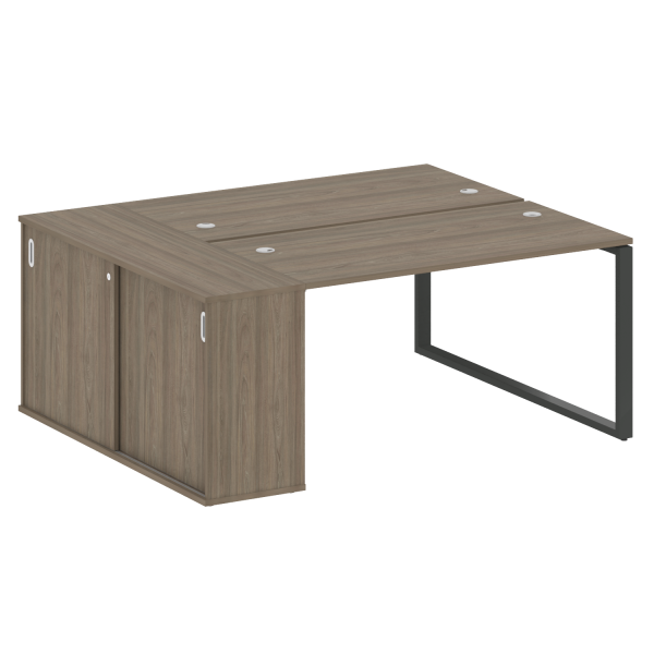 Рабочая станция с шкафом-купе на О-образном м/к Metal System Style БО.РС-СШК-1.3 Т 1810x1475x750 (Вяз/Антрацит металл)
