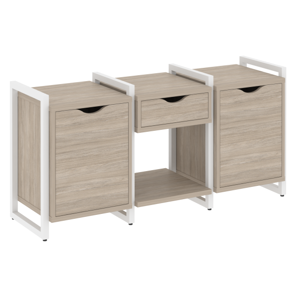 Тумба на регулируемых опорах наборная VR.L-TN-7.O 1440x460x719 (Дуб Аттик/Белый металл)