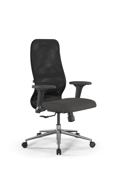 Кресло для руководителя Метта SynchroSit 8 B2-9D - X2+Bahama /Uh00/Wh12/D02P(M25.B23.G18.W02) (Темно-серый | Черный)