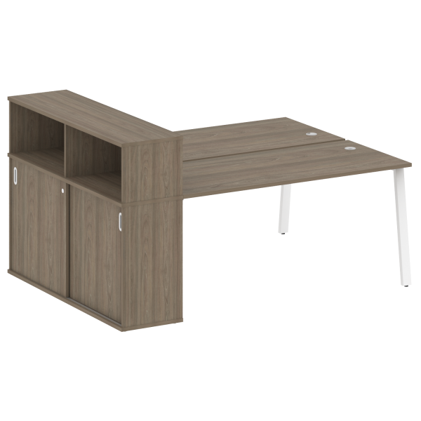 Рабочая станция с шкафом-купе на А-образном м/к Metal System Style БА.РС-СШК-2.4 Т 2010x1475x1098 (Вяз/Белый металл)