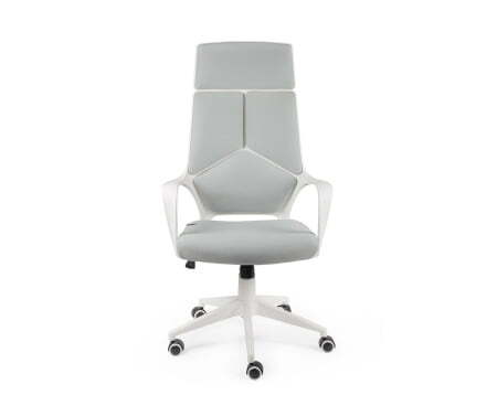 Кресло офисное / IQ / (white+grey) белый пластик / серая ткань (Серый)