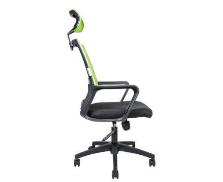 Кресло офисное / Бит / черный пластик / зеленая сетка / черная ткань (Черный)