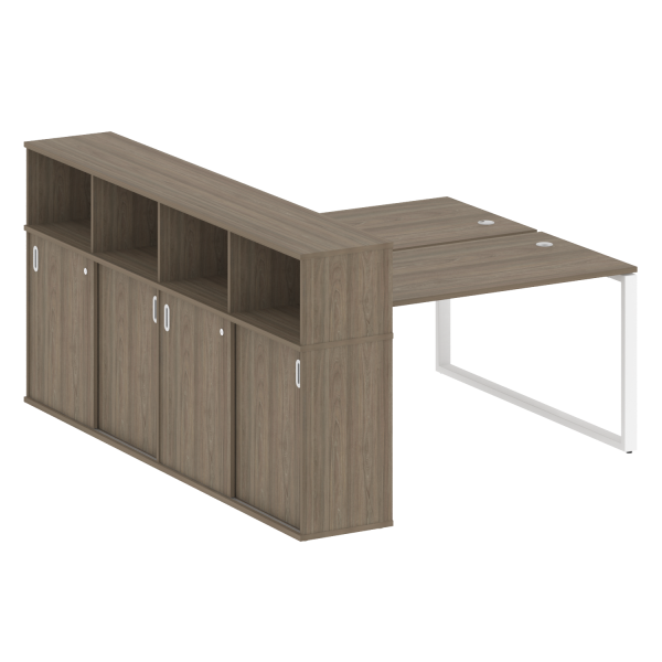 Рабочая станция с шкафом-купе на О-образном м/к Metal System Style БО.РС-СШК-4.3 Т 1810x2332x1098 (Вяз/Белый металл)