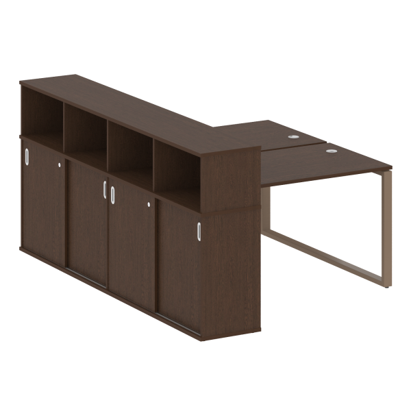 Рабочая станция с шкафом-купе на О-образном м/к Metal System Style БО.РС-СШК-4.2 Т 1610x2332x1098 (Венге Цаво/Мокко металл)