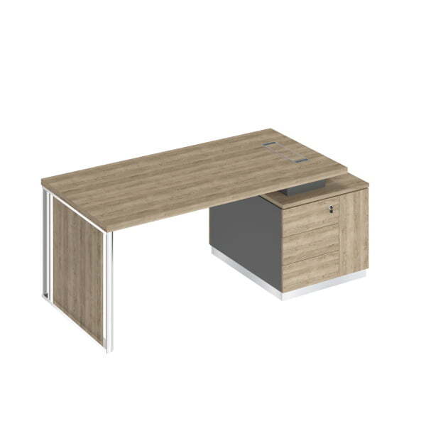 Стол руководителя с декоративной вставкой Bravo БР 111 1980x900x750 (Дуб гладстоун светлый / Антрацит премиум / Дуб гладстоун светлыйСерый)