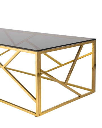 Журнальный стол 120*60 АРТ ДЕКО стекло smoke сталь золото (Журнальный стол Арт Деко черный)