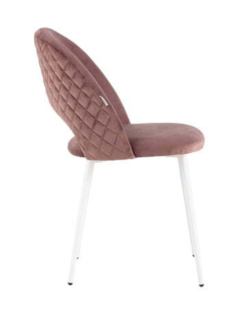 Стул Меган велюр с ромбами пыльно-розовый белые ножки (Стул Меган пыльно розовый)