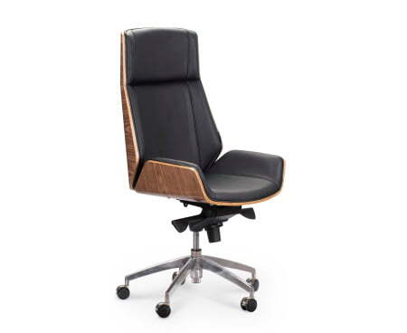 Кресло офисное / Патио / черная кожа / алюминиевая крестовина (Черный)