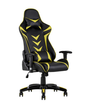 Кресло игровое TopChairs Corvette желтое (Геймерское кресло Corvette черный, желтый)