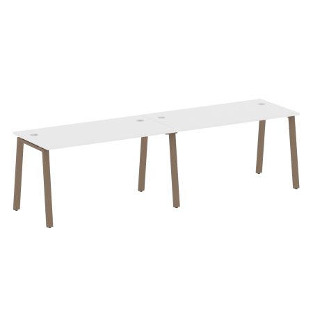 Рабочая станция на 2 рабочих места на А-образном м/к Metal System Style БА.СМ-2.3 2800x720x750 (Белый/Мокко металл)