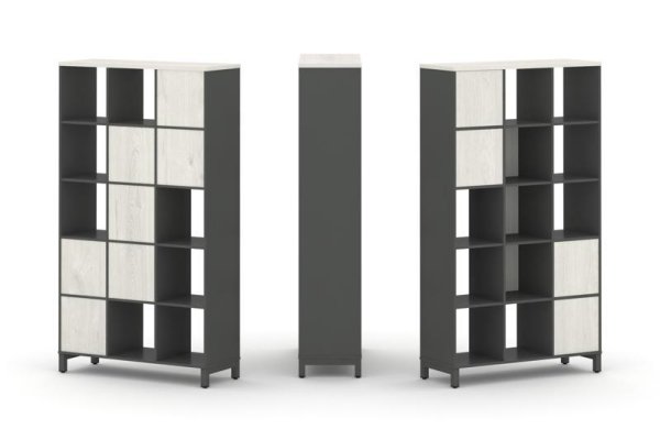 Набор стеллажа 1 сторонний, 5 ярусов SN.NS-531 (1121х400х1982) (Антрацит/Дуб Наварра/Металл Антрацит) Набор стеллажа 1 сторонний, 5 ярусов SN.NS-531 (1121х400х1982) (Антрацит/Дуб Наварра/Металл Антрацит)