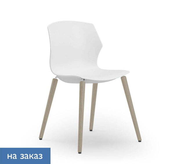 SOLE Кресло пластик 4 опоры бук (Белый/Бук)