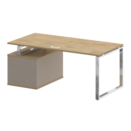 Стол руководителя с опорной тумбой, правый Shift SK.SRT-180 (R) (1800x904x753) (Тиквуд Светлый-Капучино | Хром)