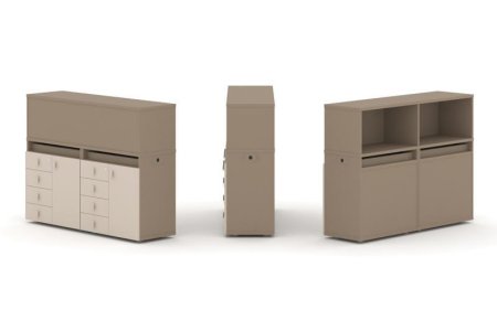 Тумба двойная + низкая надставка ES.NB.2N-3 (1500х410х1135) (Латте/Капучино)