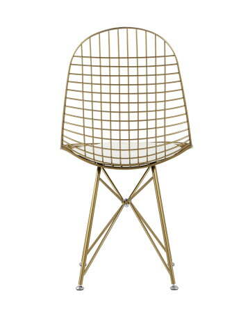 Стул обеденный Eiffel золотой с белой подушкой (Стул кухонный Eiffel золотой) Стул обеденный Eiffel золотой с белой подушкой (Стул кухонный Eiffel золотой)