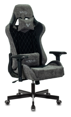Кресло игровое Zombie VIKING 7 KNIGHT Fabric черный ткань/эко.кожа с подголов. крестов. металл (Серый)
