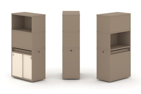 Тумба одиночная + высокая надставка ES.NB.1V-3 (750х410х1520) (Латте/Сатин)