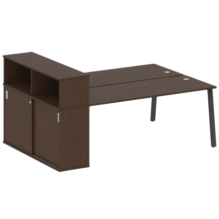 Рабочая станция с шкафом-купе на А-образном м/к Metal System Style БА.РС-СШК-2.5 Т 2210x1475x1098 (Венге Цаво/Антрацит металл)