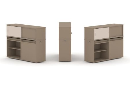 Тумба двойная + низкая надставка ES.NB.2N-14 (1500х410х1135) (Латте/Капучино)