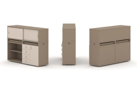 Тумба двойная + низкая надставка ES.NB.2N-8 (1500х410х1135) (Латте/Капучино)