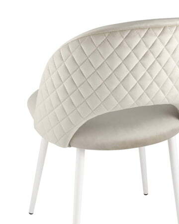 Стул Меган велюр с ромбами бежевый белые ножки (Стул Меган бежевый)