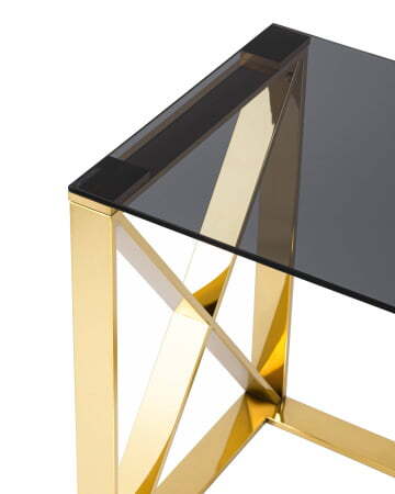 Журнальный стол 40*40 КРОСС золото стекло smoke (Журнальный стол Кросс золотой)