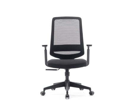 Кресло офисное / Лондон офис LB / черный пластик / черная сетка / черная ткань (Черный)