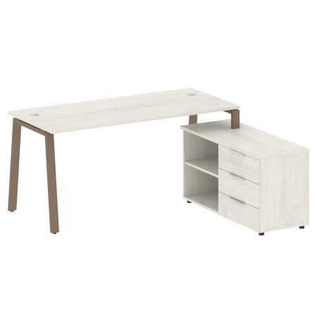 Рабочая станция с тумбой на А-образном м/к Metal System Style БА.РС-СТС-2.4 (R) 1700x1520x750 (Дуб наварра/Мокко металл)